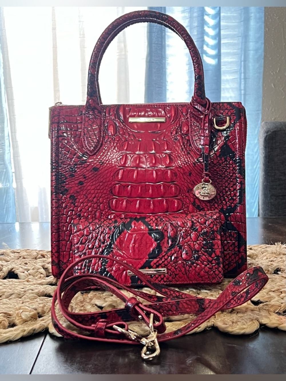 Brahmin Small Caroline- Lipstick Ombré Melbourne Satchel Handbag with Wallet